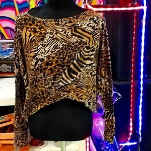 Medium dots long sleeve cheetah/tiger print shirt